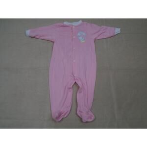 Vintage 90s Izod Baby Girls One Piece Pink Embroidered Teddy Bear Size 9-12M